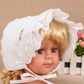 Slowera Cap Baby Girls 100% Cotton Double Brimmed Eyelet Lace Bonnet With Flowers (3-6 Months, White)