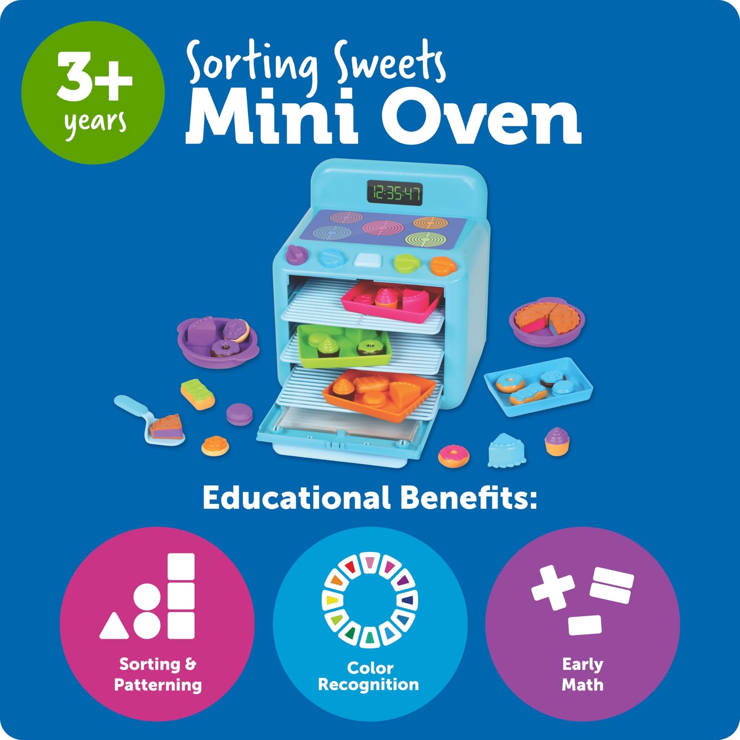Learning Resources Sorting Sweets Mini Oven - Pretend Play Food, Play Kitchen, Sorting Toy for Kids, Easy-Bake Oven, Gifts for K