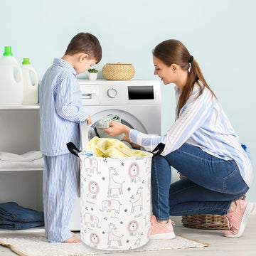 Fxocshe Animal Hamper,Baby Laundry Hamper,Jungle Laundry Basket,Waterproof Foldable Nursery Baby Basket,Toys Box,Jungle Bedroom