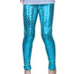 Frogwill Little Girls Mermaid Scale Leggings Fish Pants 311 Years (7/8Y, Blue)