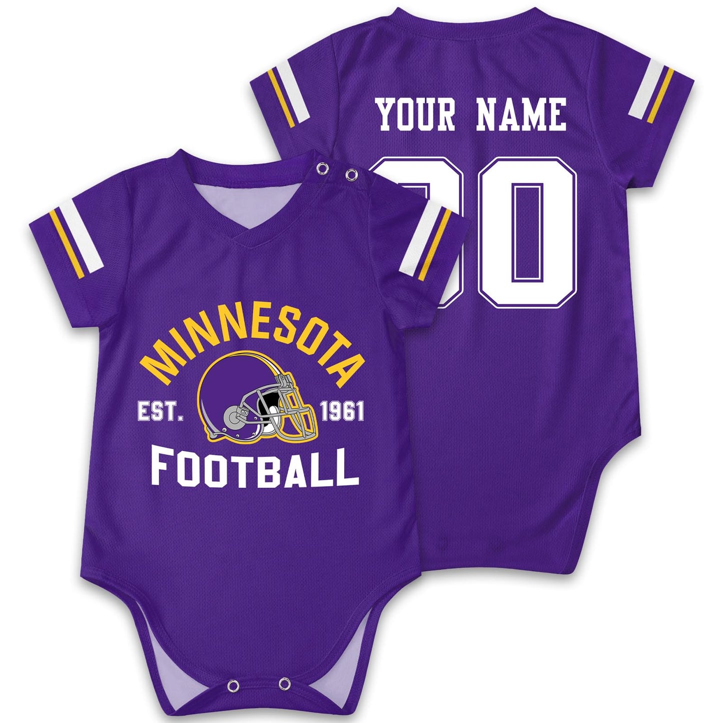OAOANS Minnesota Baby Clothes Custom Name Number Personalized Football Baby Jersey Clothing Newborn Toddler Apparel 0-24 Months 