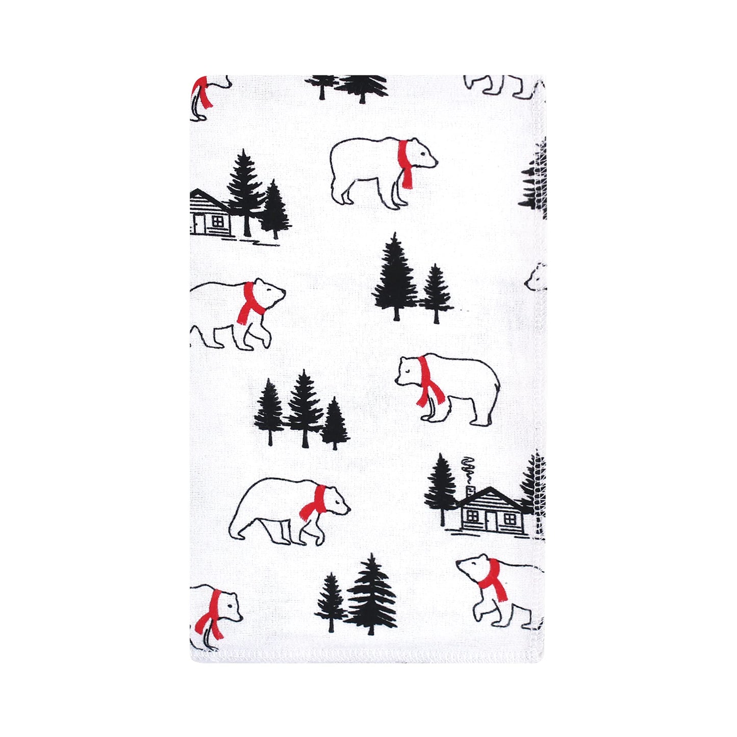 Hudson Baby Unisex Baby Cotton Flannel Burp Cloths, Buffalo Plaid Bear, One Size
