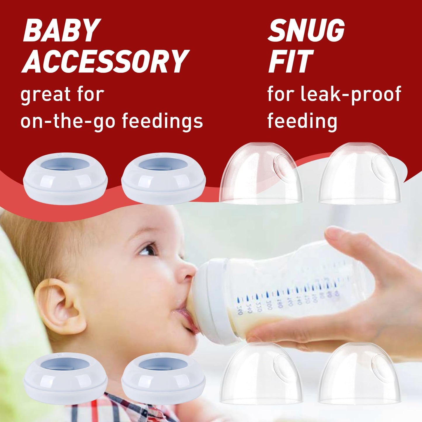 4-Pack Philips Avent Bottle Rings & Caps, Replacement Screw Rings For Natural Plastic & Glass Bottles