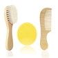 Molylove Baby Hair Brush With Wooden Handle And Comb Set For Newborns & Toddlers | Natural Soft Goat Bristles L Wood Comb L Yell