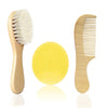 Molylove Baby Hair Brush With Wooden Handle And Comb Set For Newborns & Toddlers | Natural Soft Goat Bristles L Wood Comb L Yell