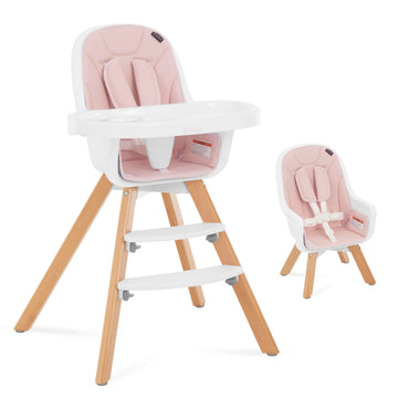 Evolur Zoodle 3 In 1 Convertible Baby High Chair In Pink, Easy To Clean, Adjustable And Removable Tray, Compact And Portable Hig
