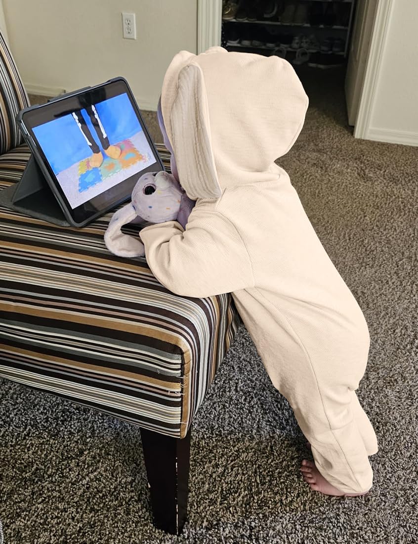 Agqt Newborn Baby Boys Bunny Costume Easter Halloween One Piece Romper Bunny Ear Costumes Bodysuits Long Sleeve 3D Rabbit Ear Ho