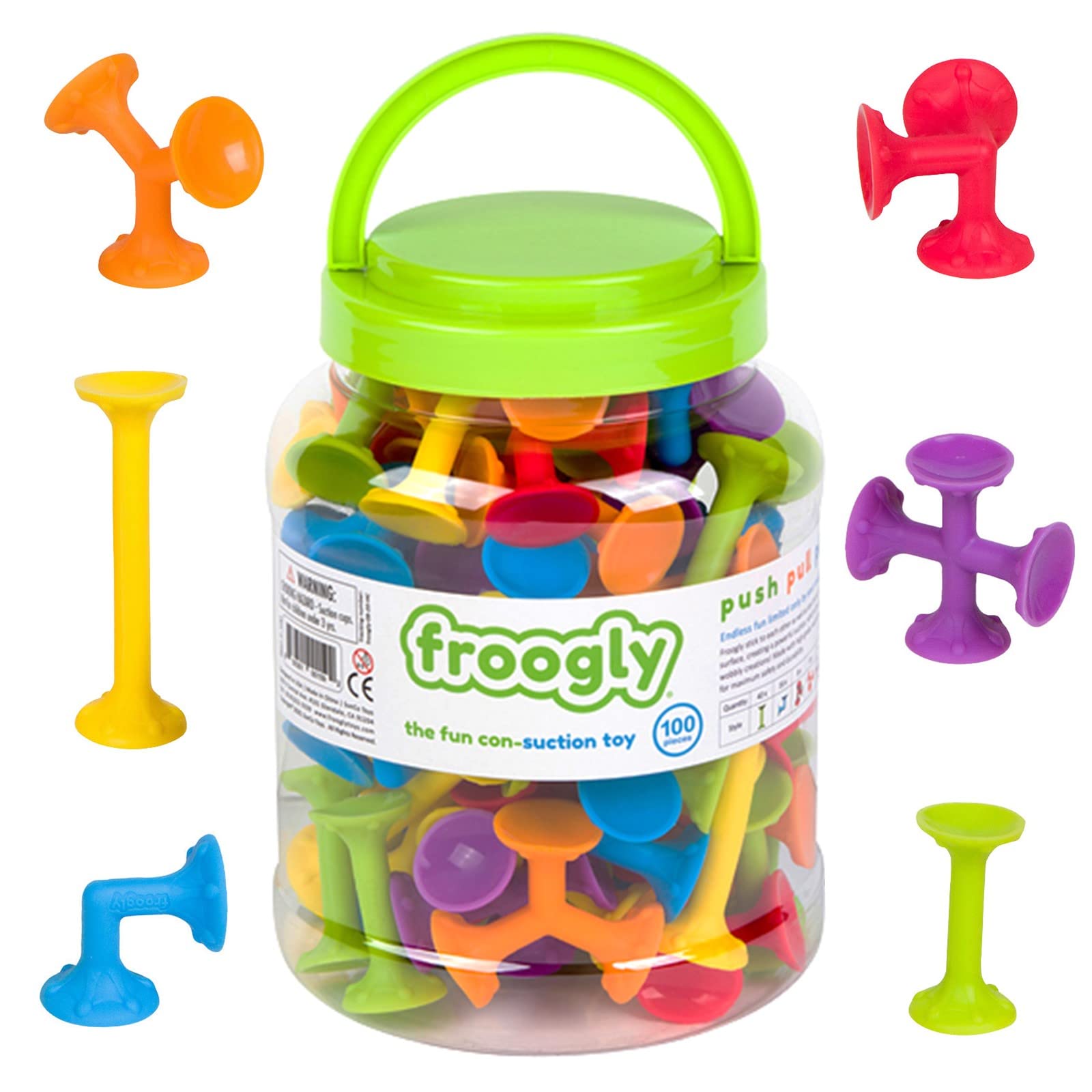 Froogly - 100 Piece Suction Toys | Montessori Toys Bath Toys Construction Building Set Silicone Preschool Toys Daycare Toys Show