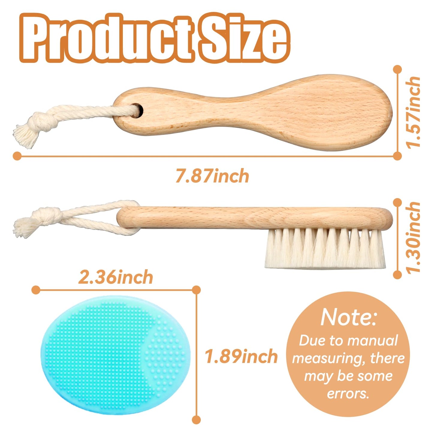 Wooden Soft Goat Bristles Brush With Baby Silicone Hair Scrubber Cradle Cap Brush For Newborns, Toddlers, Infant, Baby Hair Care