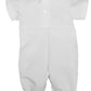Little Things Mean A Lot Baby Boys White Short Sleeve Collared Romper Coverall With Pin-Tucking 12M