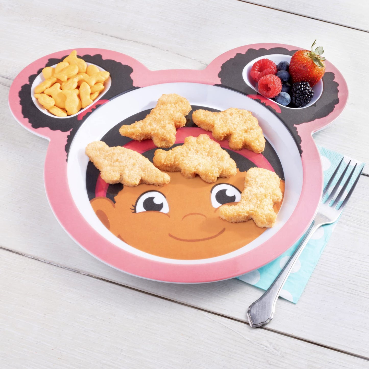 Daniel Tiger Mealtime Feeding Plates- Elaina- Set Of 2, Cute Compartment Dishes W/ Deep Sides For Kids- Divided Sections For Hea