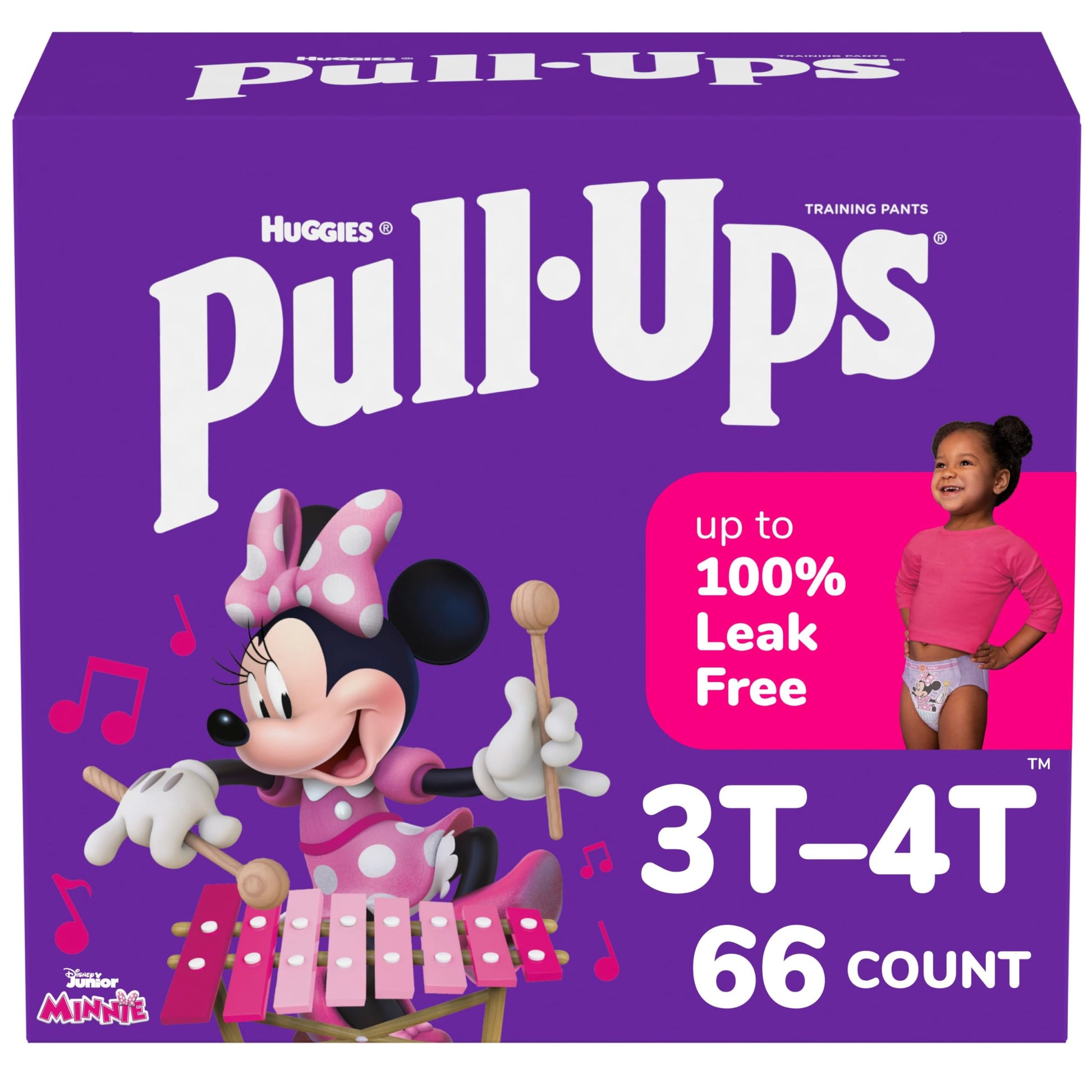 Pull-Ups Girls' Potty Training Pants, Size 3T-4T Training Underwear (32-40 Lbs), 66 Count