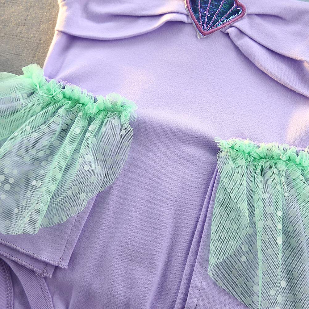 Dressy Daisy Baby Girls Princess Mermaid Dress Onesie Bodysuit Romper Halloween Costume With Headband Size 3-6 Months Purple 214