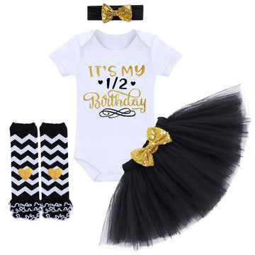 Odasdo Its My 1St Birthday Outfit Newborn Infant Baby Girl First Birthday Cake Smash Set One Year Party Princess Dress Bodysuit