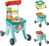 Fisher-Price Baby Push Toy 4-in-1 Snack Cart Walker Learning Activity, 14 Pieces for Pretend Play Infants Ages 6+ Months, Multil