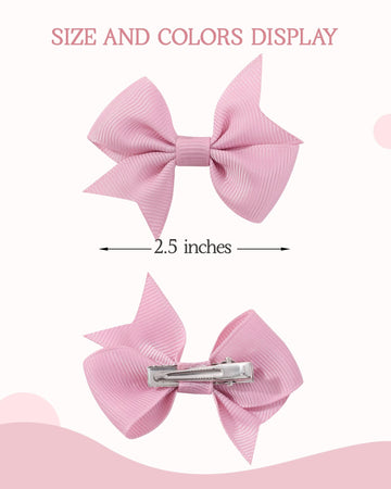 Doboi 50Pcs 2.5 ' ' Baby Hair Clips Small Bows Fully Lined Grosgrain Boutique Solid Ribbon Small Bows For Girls Teens Infants Ki