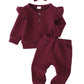 Toddler Baby Girl Clothes Top Pants Set Baby Girl Outfit Cute Baby Girl Gifts Baby Clothes Girl Clothing Maroon 18-24 Months Gir