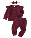 Toddler Baby Girl Clothes Top Pants Set Baby Girl Outfit Cute Baby Girl Gifts Baby Clothes Girl Clothing Maroon 18-24 Months Gir