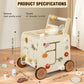 Pithfor Wooden Baby Walker, 3-in-1 Baby Push Walker, with Pretend Kitchen, Montessori Sensory Activity Center, Push Walker Toys