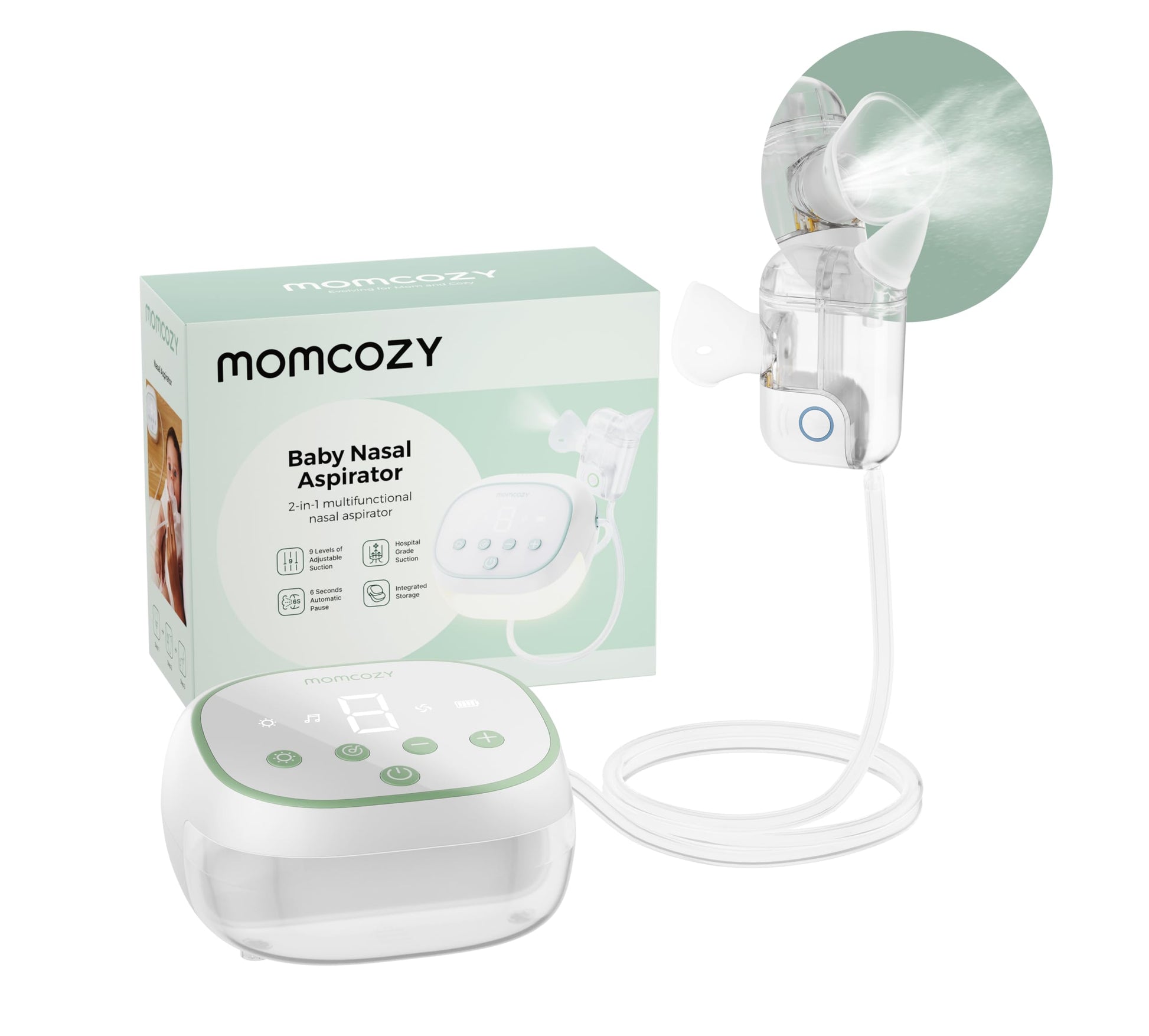 Momcozy BreezyClear Pro Nasal Aspirator for Baby, Hospital-Grade 75 kPa Nose Sucker with 9 Adjustable Suction Levels, Electric N