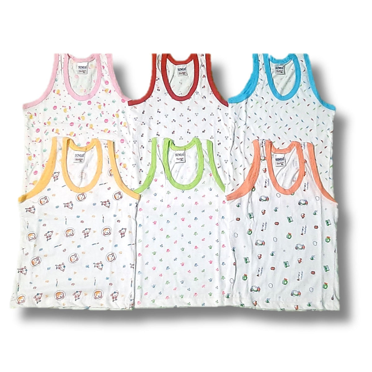 Sunuo Printed Vest Baniyan Cotton Inner Wear For Baby Summer Wear Sleeveless Undershirts For Kids Sando (In, Age, 0 Months, 6 Mo
