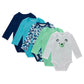 Hanes Unisex Baby Long Sleeve Bodysuit, Ultimate Flexy Boys & Girls, 5-Pack, Dark Blue/Green, 18-24 Months Us