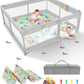 KFM Baby Playpen with Mat, 79 x 71 Large Playpen for Babies and Toddlers, BPA-Free, Non-Toxic Baby Play Yard, Safe No Gaps Toddl
