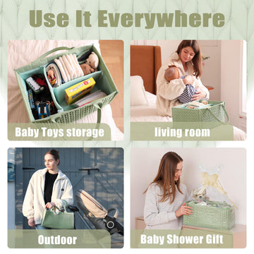 Mominside Diaper Caddy Organizer, Baby Basket Nursery Storage, Portable Changing Table Car Caddy Organizer For Girl Boy, Baby Re