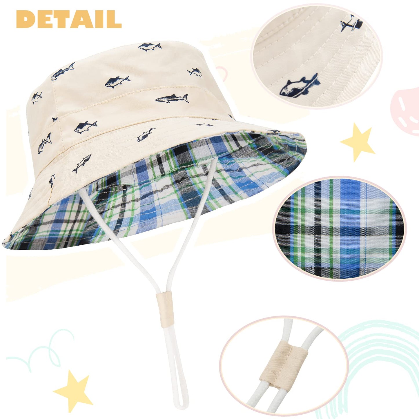 Durio Baby Sun Hat Summer Beach Upf 50+ Sun Protection Baby Boy Hats Double Sides Toddler Sun Hats Cap For Baby Girl Kid Bucket