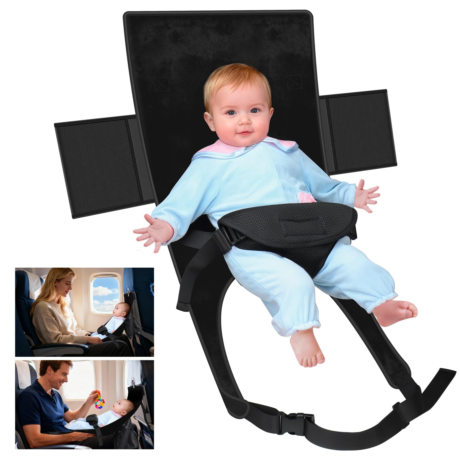 TRELC Portable Baby Airplane Bed, Toddler Airplane Bed for 1-12 Months Old Baby, Babies Infant Beds for Flight, Baby Travel Esse