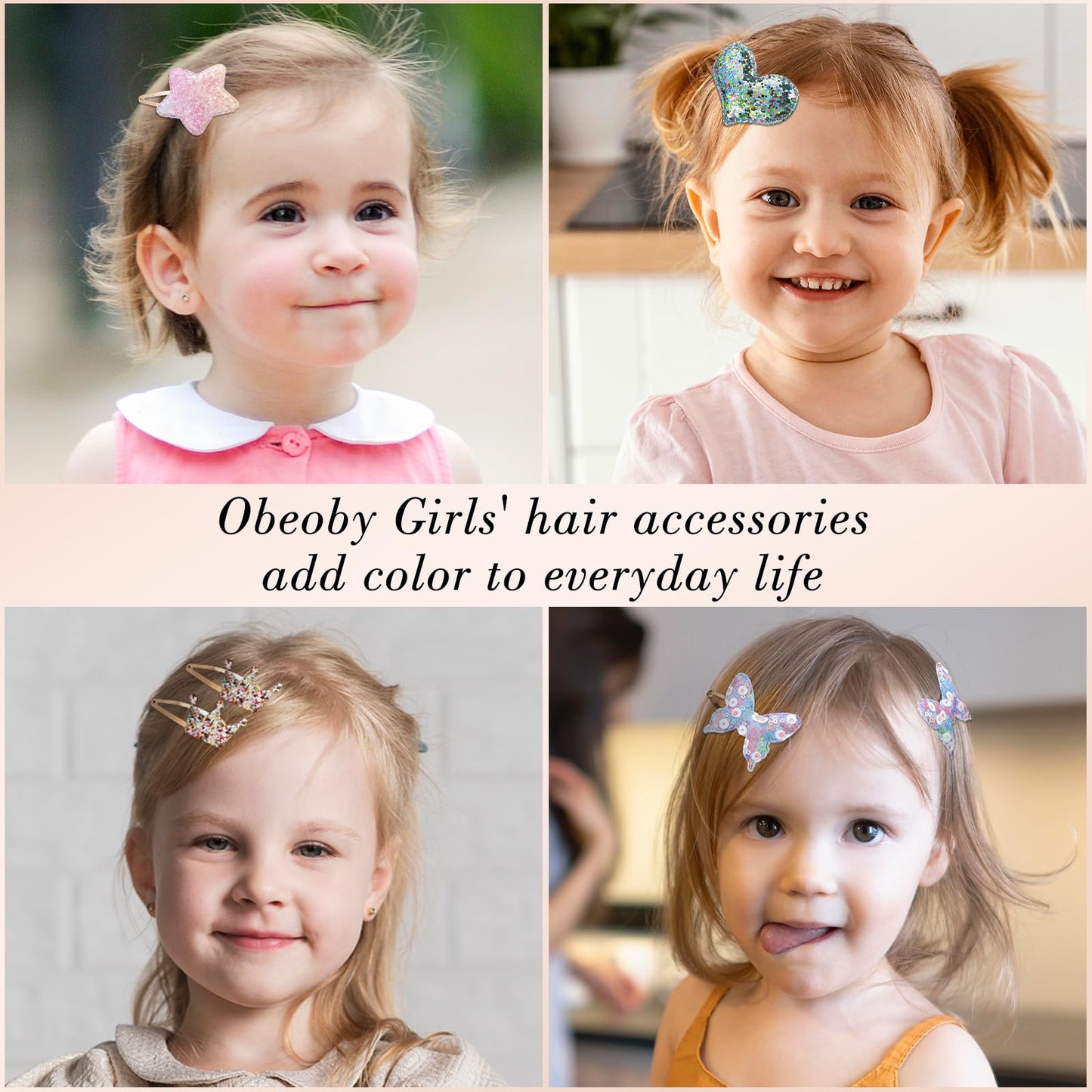 Obeoby 24 Pack Hair Clips For Girls, Star Crown Butterfly Shaped Hair Barrettes Metal Snap Hair Clips Hair Accessories For Baby