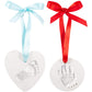 Baby Ornament Keepsake Kit (Circle & Heart) Clay Handprint And Footprint Casting For Newborn - Best New Mom Gift And Shower Gift