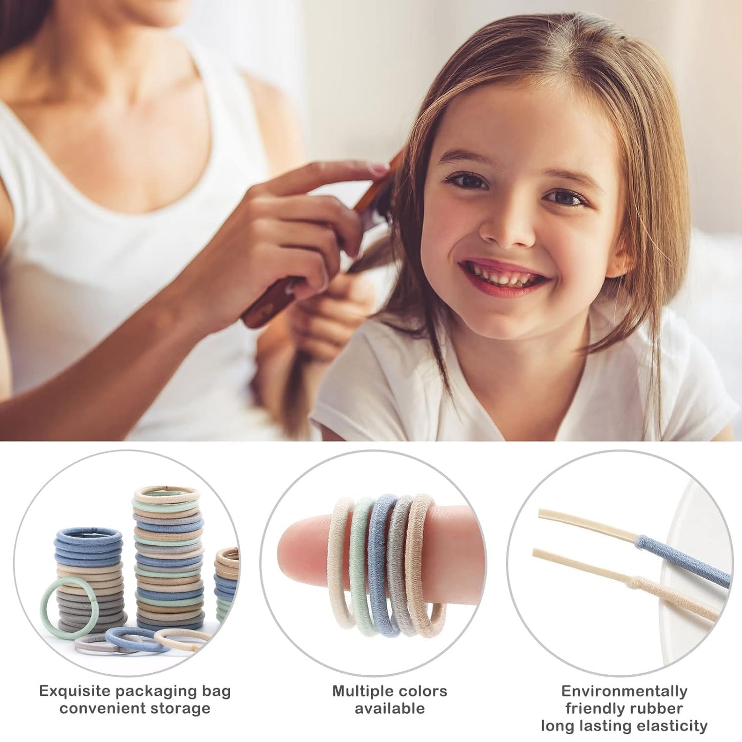 200Pcs Elastic Hair Ties, No Crease Hair Small Ponytail Holders For Kids Girls Baby Toddler, Light