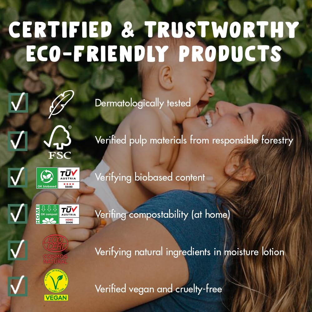 Eco By Naty Baby Wipes Unscented - 100% Compostable And Plant-Based Wipes, Good For Babies And Newborn Sensitive Skin (168 Count