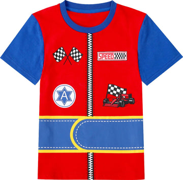 Cosland Toddler Race Car Driver Shirt Little Boys Halloween Costume, Red, 3T