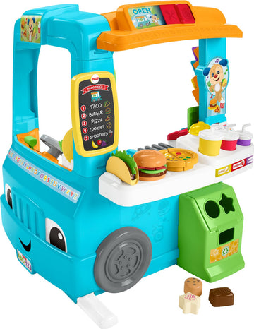 Fisher-Price Toddler Learning Toy Laugh & Learn Servin Up Fun Food Truck Electronic Playset with 24 Accessories for Kids Ages 18