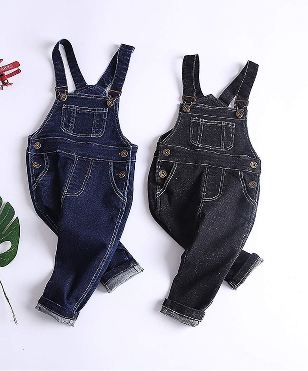 Kidscool Space Baby & Little Boys/Girls Denim Overalls,Jean Workwear,Deep Blue,2-3 Years