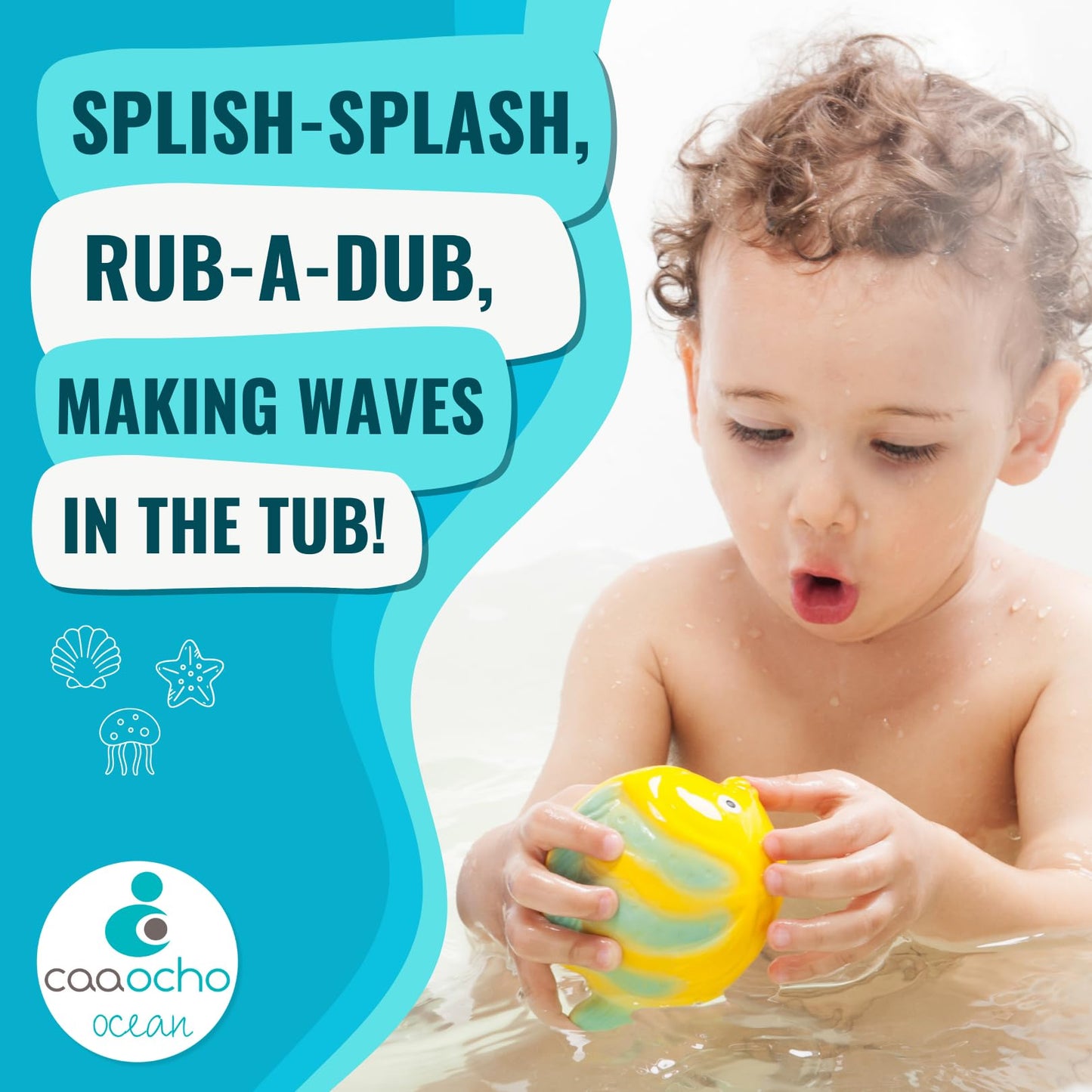 CaaOcho Pure Natural Rubber Bath Toy - La The Butterfly Fish Baby Toy - Hole Free Bath Toys, BPA Free Bath Toys for Infants, Wit