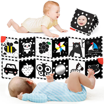 BBWOO High Contrast Baby Toys for Newborn Development - Tummy Time Black and White Baby Toys - Soft Baby Book - Montessori Visua