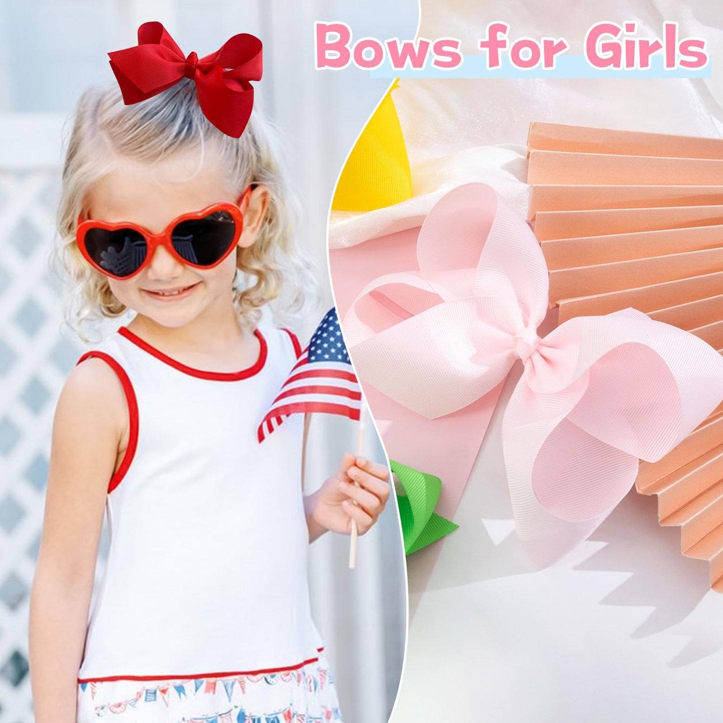 Oaoleer 40 Colors 4 Inch Hair Bows Clips Grosgrain Ribbon Bows Hair Alligator Clips Hair Barrettes Hair Accessories For Girls To