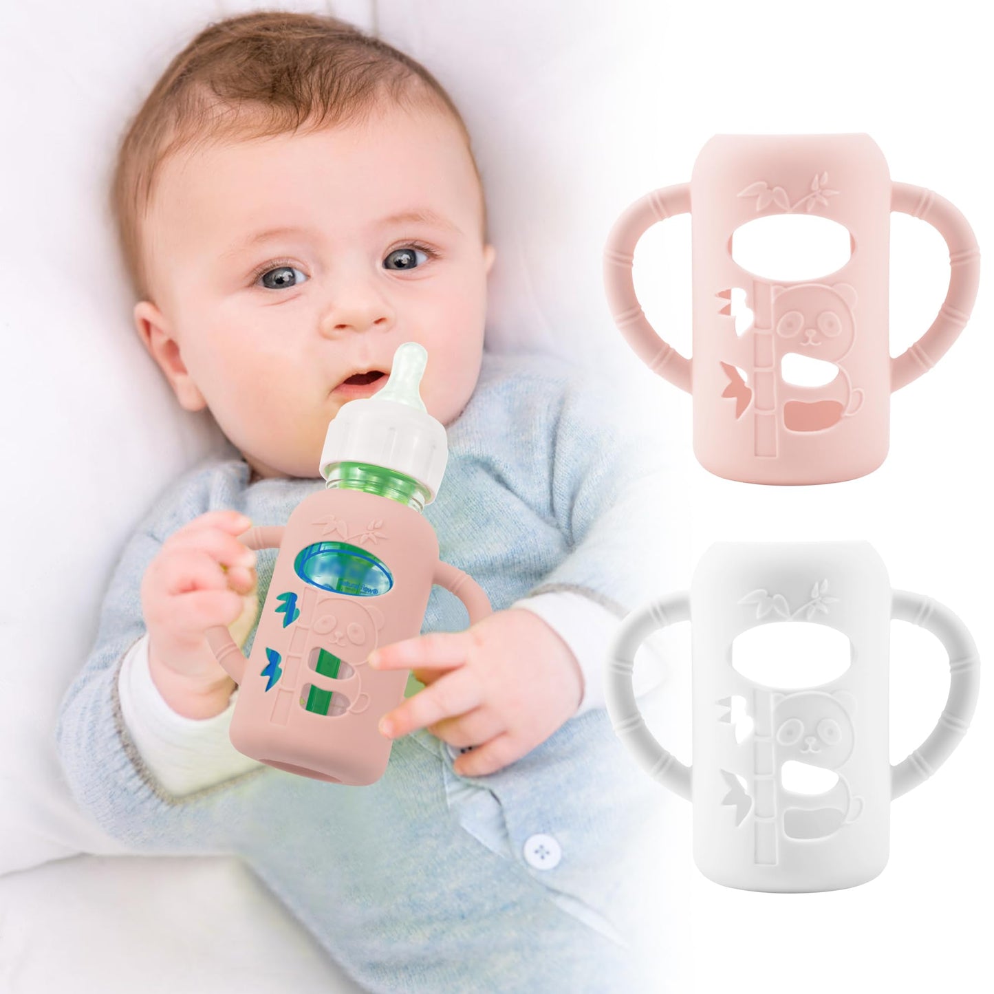 2 Pack Silicone Sleeves For Dr. Brown'S Glass Baby Bottles, Anti Breakage Durable Baby Bottle Holder With Easy Grip Handles, Nar