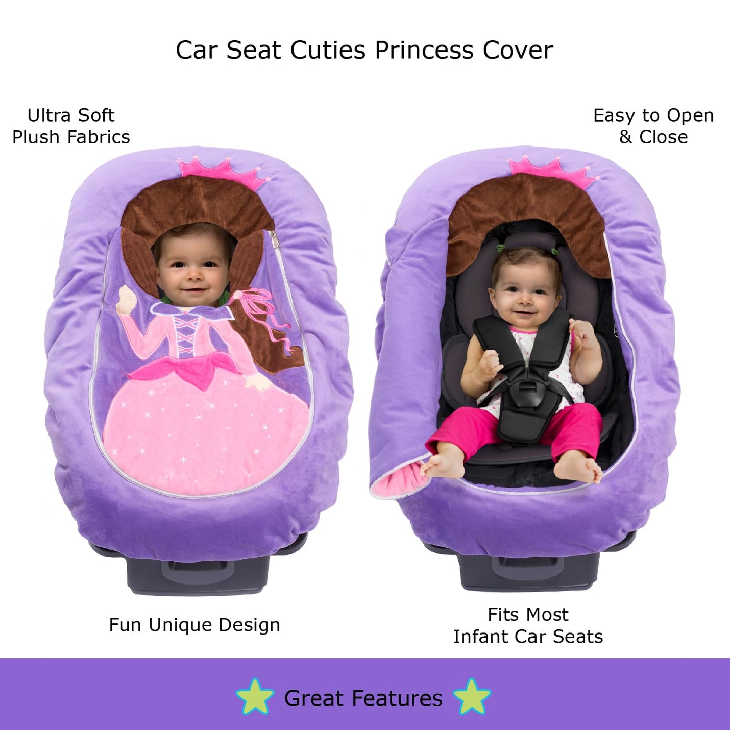 Car Seat Cuties, Baby Car Seat Cover, Stretchy Universal Fit Infant Car Seat Carrier Cover for Baby Boys and Girls, Soft & Warm Baby Blanket Style Car Seat Cover, Infant Costume