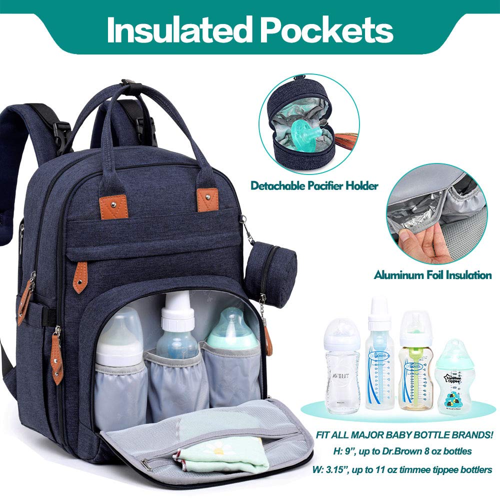 BabbleRoo Diaper Bag Backpack - Baby Essentials Travel Tote - Multi Function Water Resistant Diaper Bag, Travel Essentials Baby