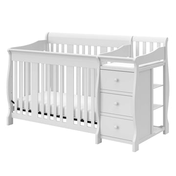 Storkcraft Portofino 5-In-1 Convertible Crib And Changer (White) - Changing-Table Combo With Drawer, Converts To Toddler Bed, Da
