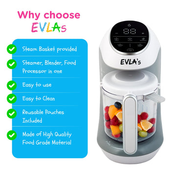 Evla'S Baby Food Maker, Steamer, Blender, Baby Food Processor For Healthy Homemade Baby Food In Minutes, Touch Screen With 6 Reu