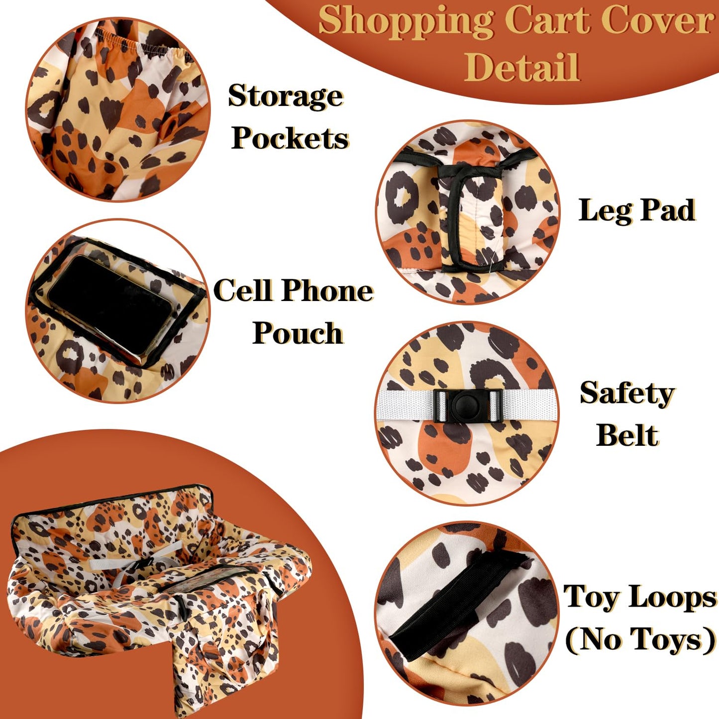 Shopping Cart Cover For Baby Girl Boy 2-In-1 High Chair Water Resistant High Chair Cover W/Phone Pouch Pocket Gender Neutral Car
