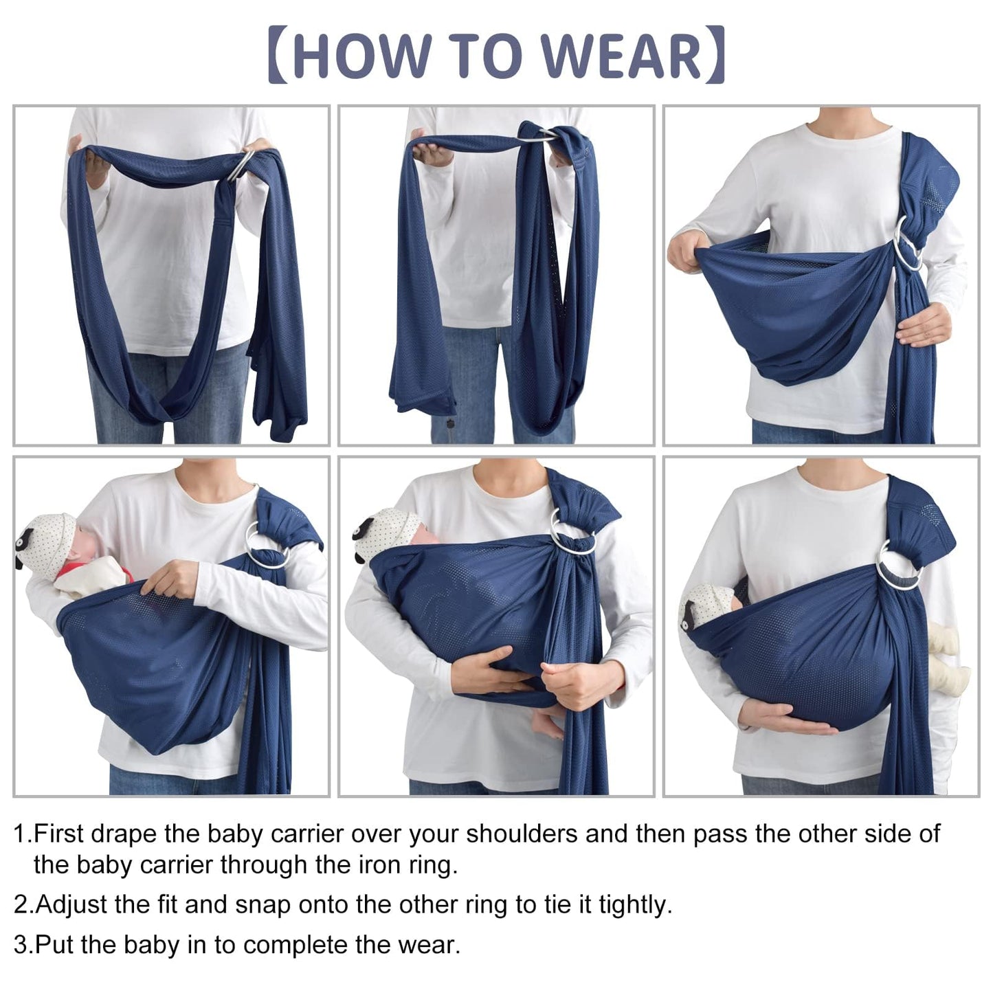 CUBY Water Baby Sling Carrier Breathable Mesh Baby Wraps Carrier Adjustable Ring Sling Baby Carrier Infant Carrier for Summer Sw