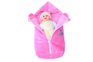 Popular Babys Sleeping and Carry Bag Wash Cloth for New Born 100% Cotton/Reusable Extra Soft/New Born Baby Bedding (Pink)