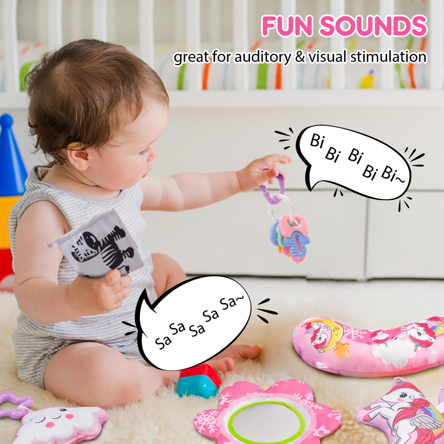 Battop Baby Gym Play Mat, 8-In-1 Tummy Time Activity Mat & Ball Pit With 6 Toys, Washable Sensory Playmat For Visual/Hearing/Mot