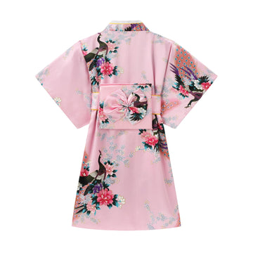 Cutey May Japanese Traditional Dress For Girls Costume Kimono For Kids Set (Pink, 6-7Years(130Cm))